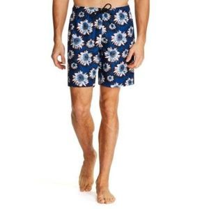 Tallia Mens Navy Floral Print Board Swim Shorts